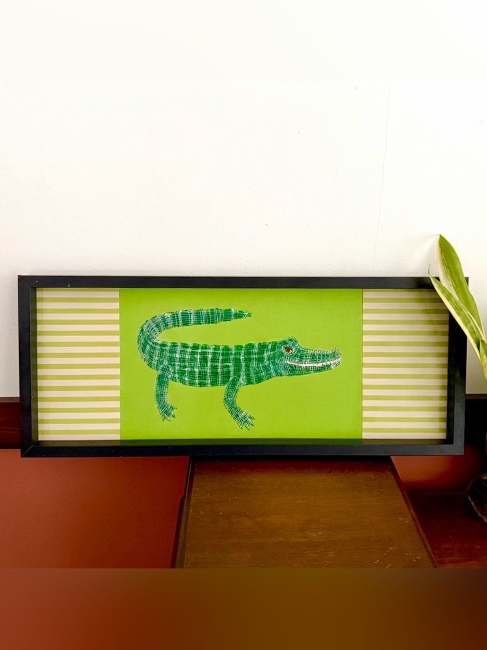Alligator Stripe Gator Canvas Art Print Crocodile Lizard Black Framed Green Art